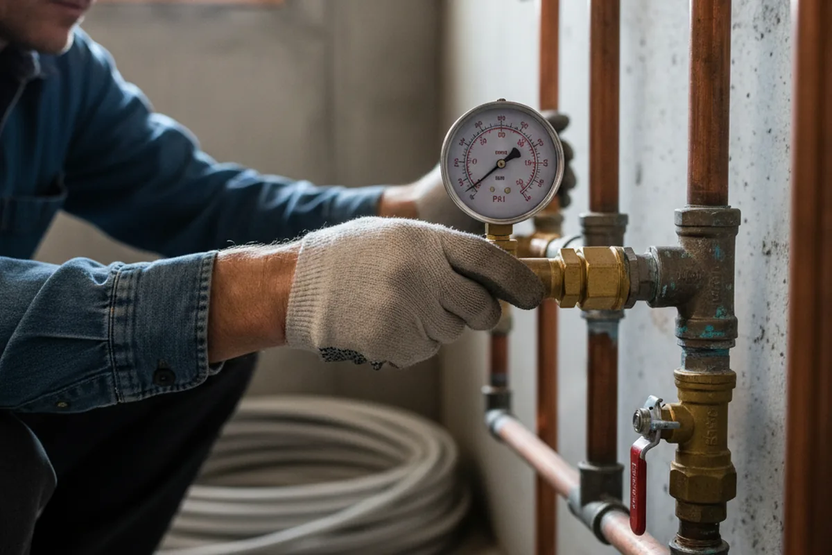 Pressure testing a repaired line during Water Line Repair in Floral City